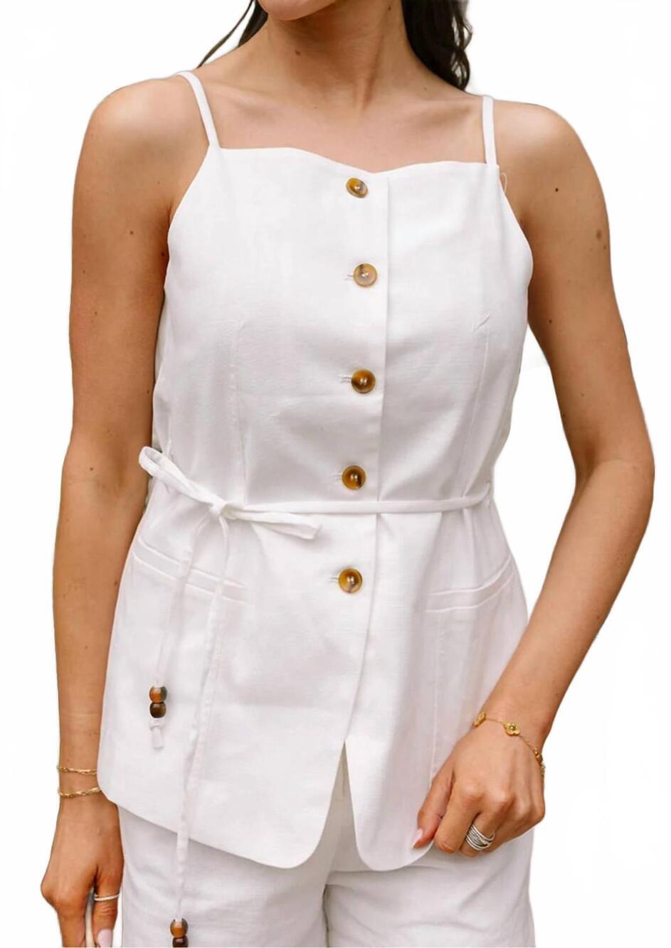 NEW CALLIE MAC rhea button-up tank in white